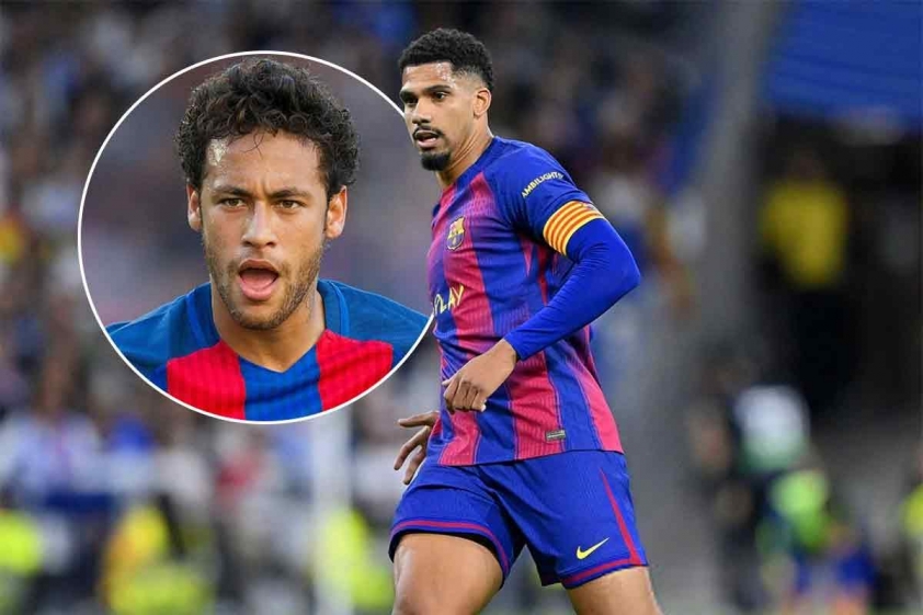 Araujo có số lần ra sân cho Barcelona ngang hàng với Neymar Jr (Ảnh: AP).